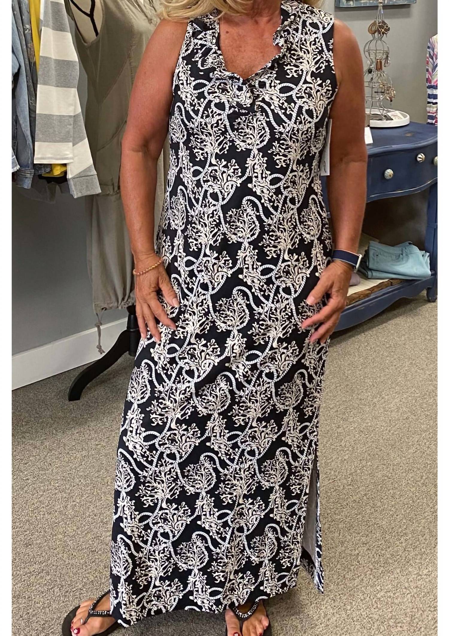 Lulu-B - Ruffle V-neck Maxi Dress