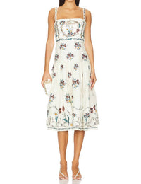 Agua By Agua Bendita - Lima Embroidered Linen Midi Dress