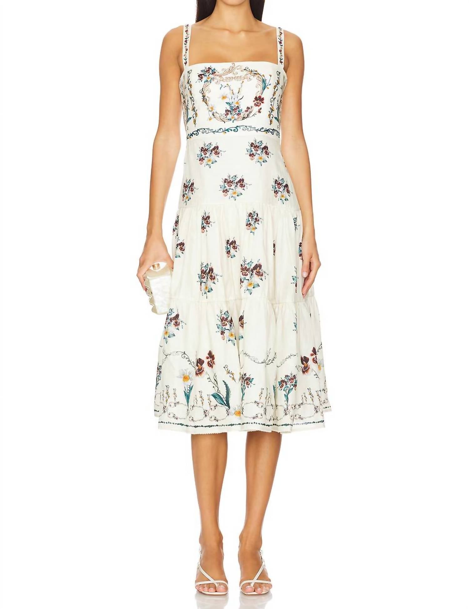 Agua By Agua Bendita - Lima Embroidered Linen Midi Dress
