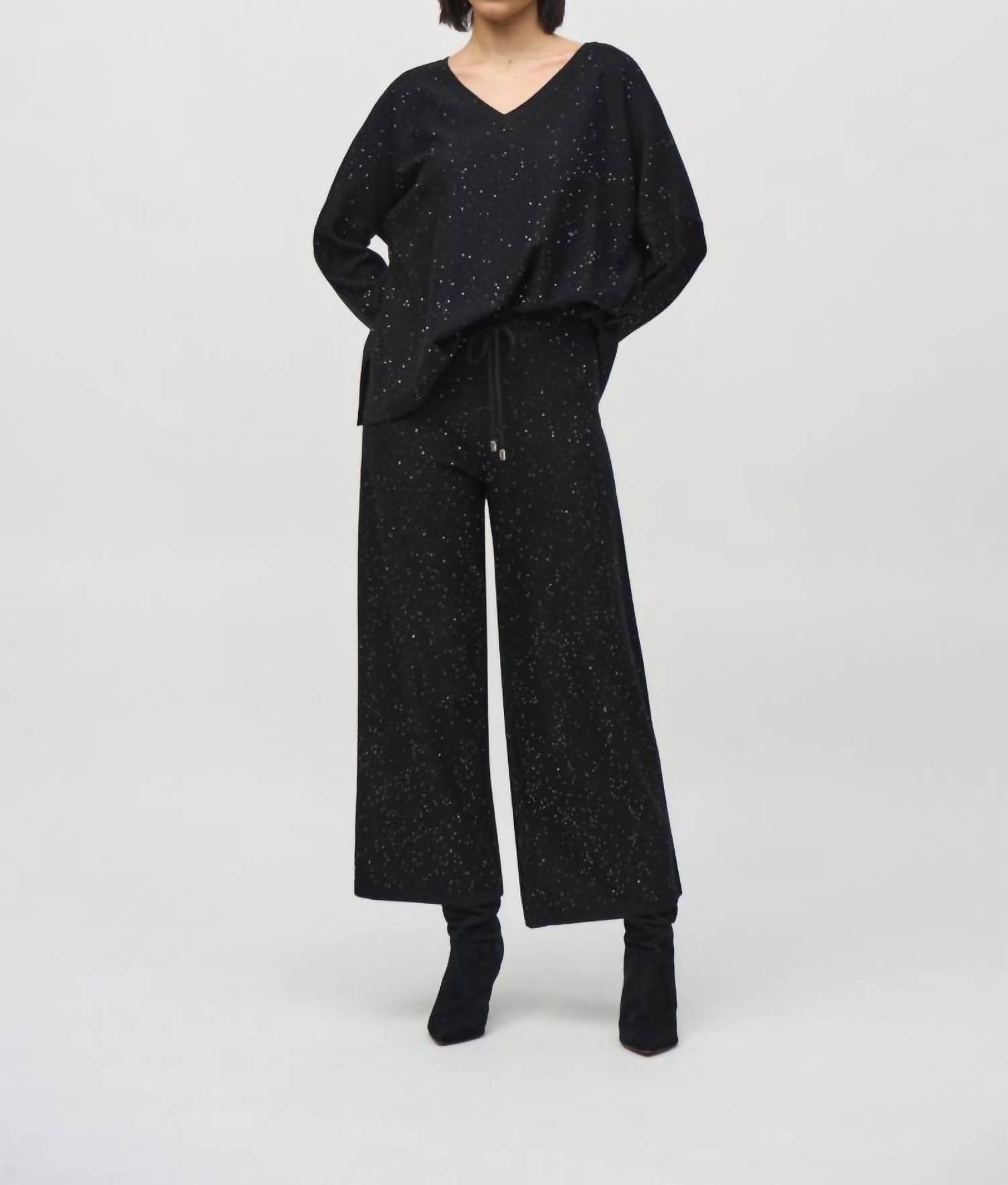 Joseph Ribkoff - Women's Sequined Wide Leg Culotte Pants