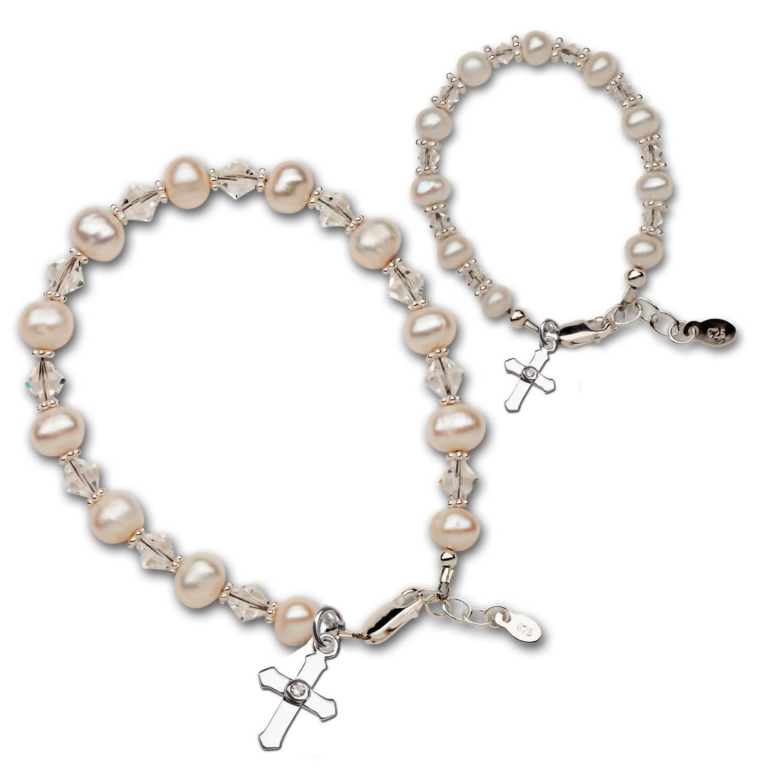 Cherished Moments - Sterling Silver Mommy & Me Grace Cross Bracelets