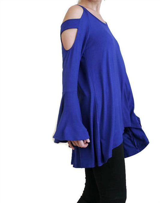 Umgee - Bell Sleeve Shoulder Cutouts Tunic Top