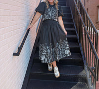 Tcec - Fine Pleat Botanical Print Skirt