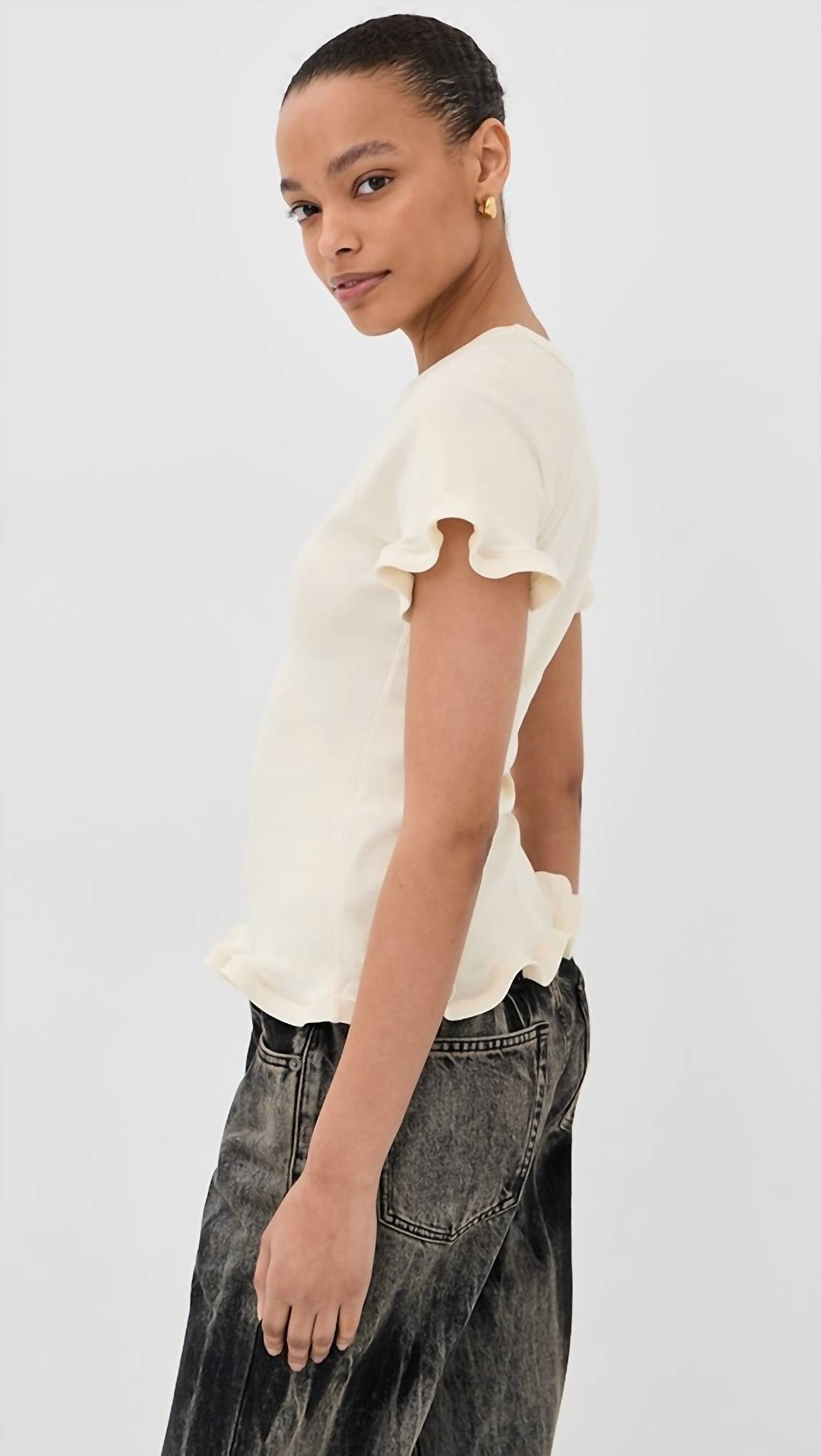 Stella Mccartney - Frilled Hem Ribbed Tee