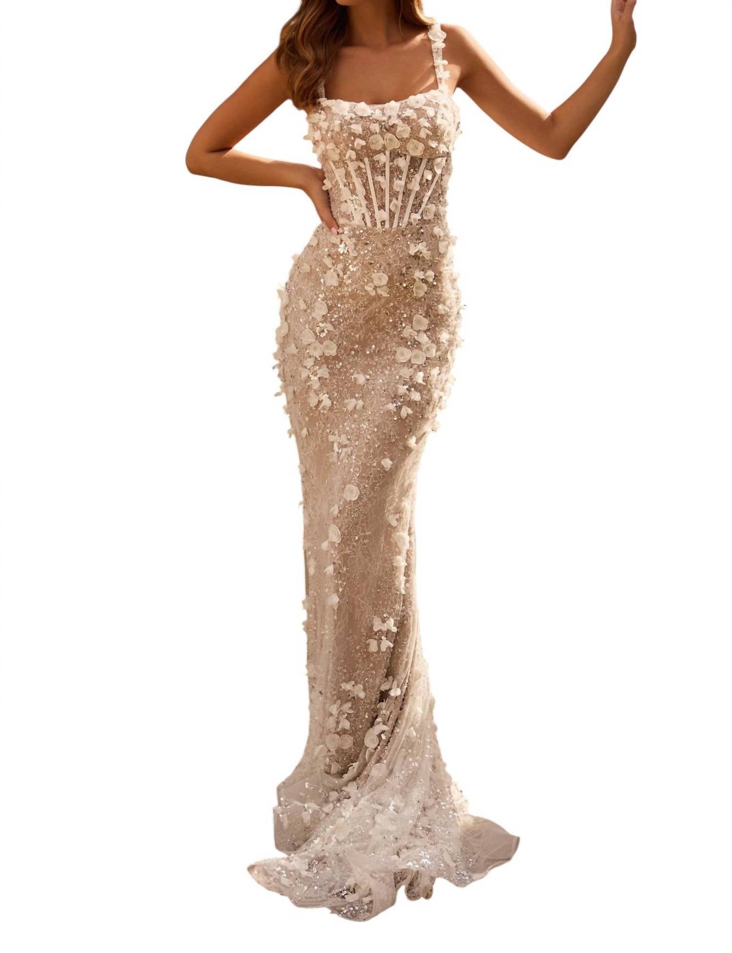 Sherri Hill - Fitted 3d Flower Lace Prom Dress