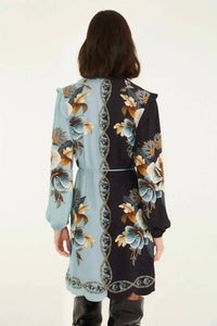 Farm Rio - SNAKE GARDEN MIX WRAP WAVY MINI DRESS