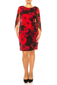 Connected Apparel - Floral Split-sleeve Sheath Dress