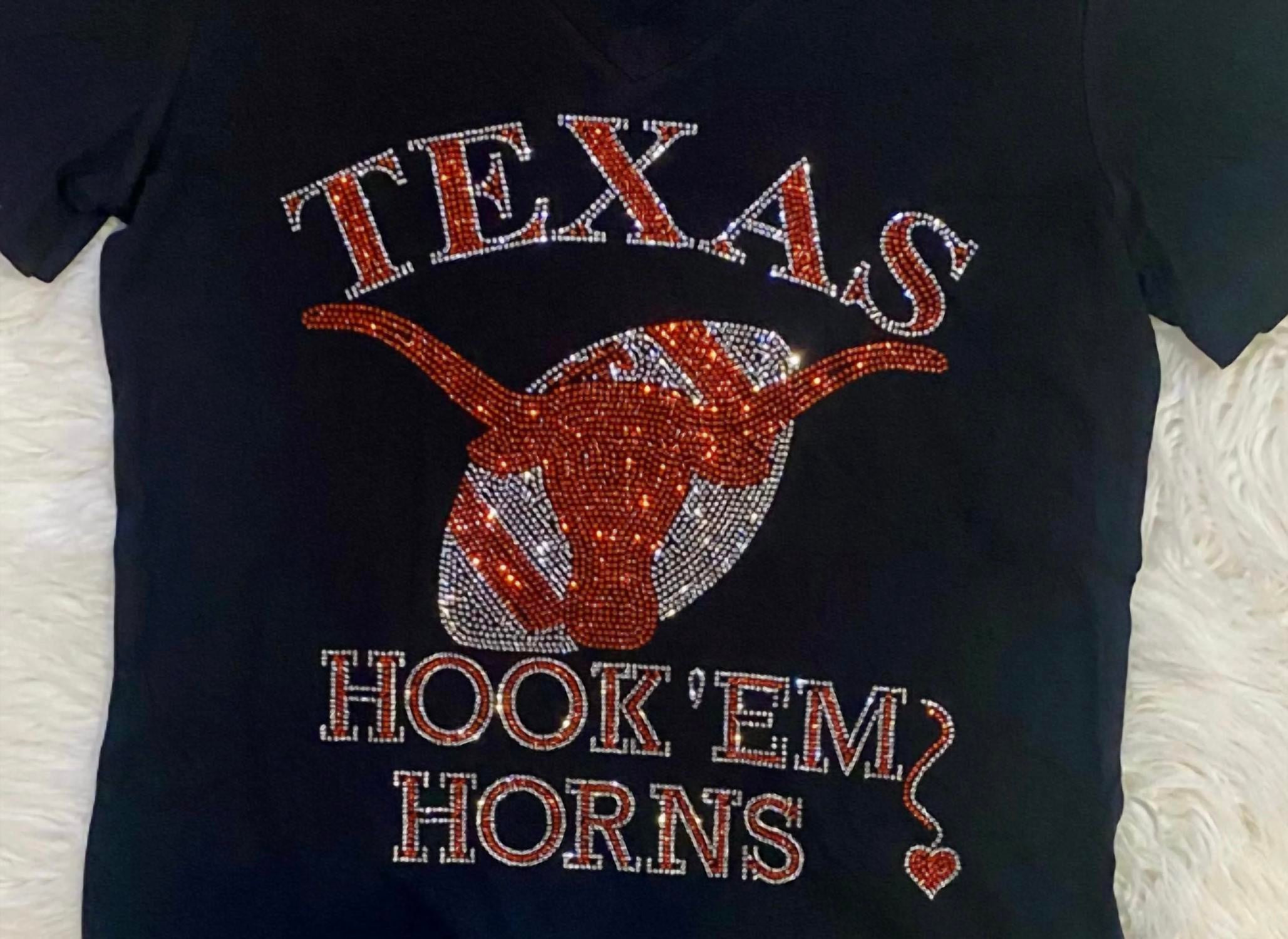 Crystallized by Sparkle Women's Texas Hook ‘em Horns Tee in multi - women's t-shirt - detail view