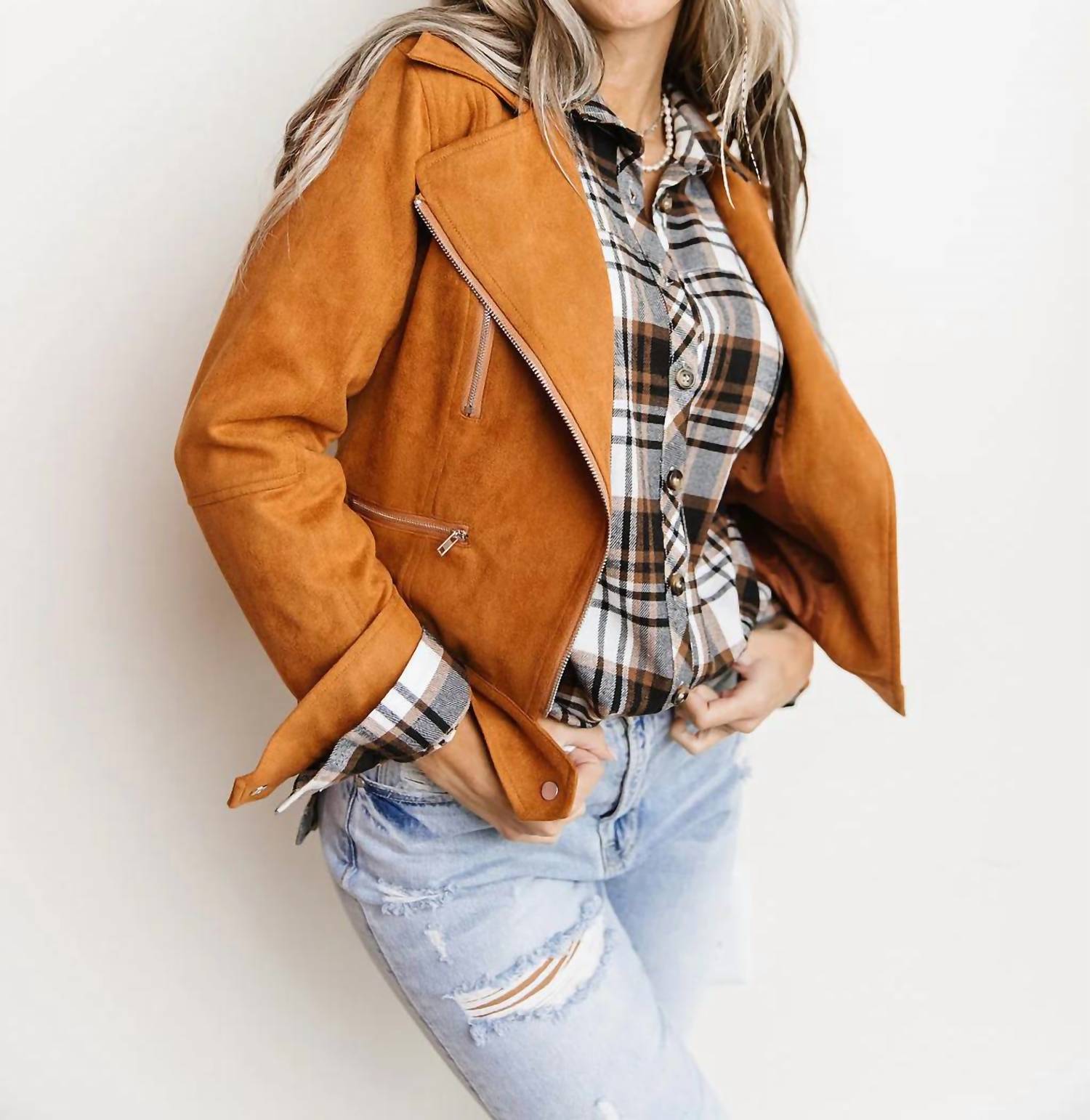 Ampersand Ave - Vegan Suede Moto Jacket
