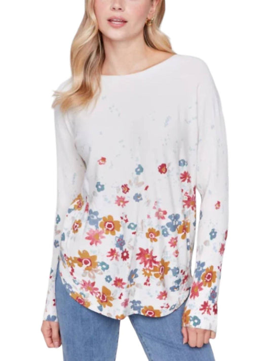 Charlie B - Floral Printed Plush Knit Sweater