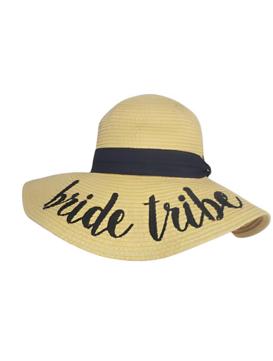 C.C - Women's Paper Weaved Crushable Beach Embroidered Quote Floppy Brim Sun Hat