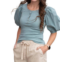 Bishop + Young - Poplin Sleeve Henley Top