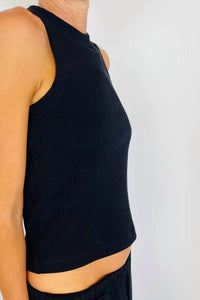 Meraki Gretchen Ribbed Tank Top in black - women's tank top - detail view