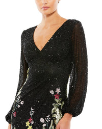 Mac Duggal - Long Sleeve Floral skirt