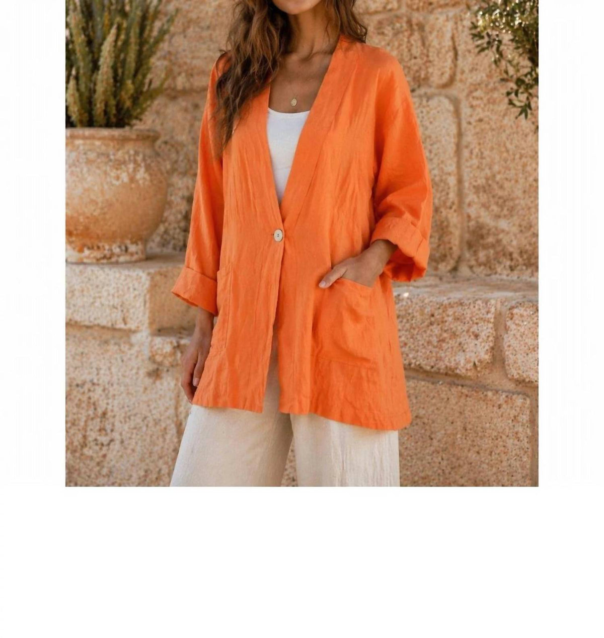 Tempo Paris - Linen Oversized One Button Jacket
