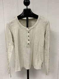 Easel Floral Detailed Long Sleeve Top in off white - women's long sleeve top - detail view
