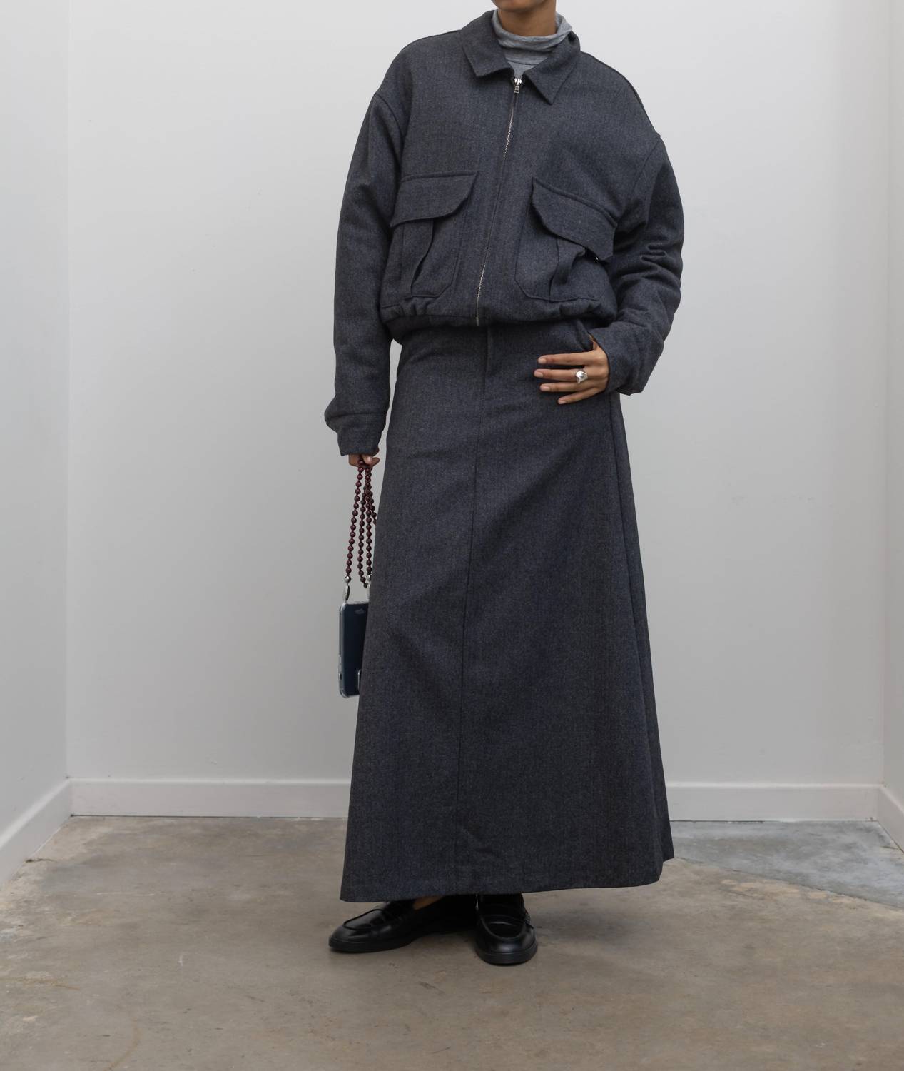 Collective - Herringbone Collared Quilted Bomber Jacket