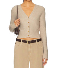 Free People School Girl Cardigan in taupe - women's cardigan