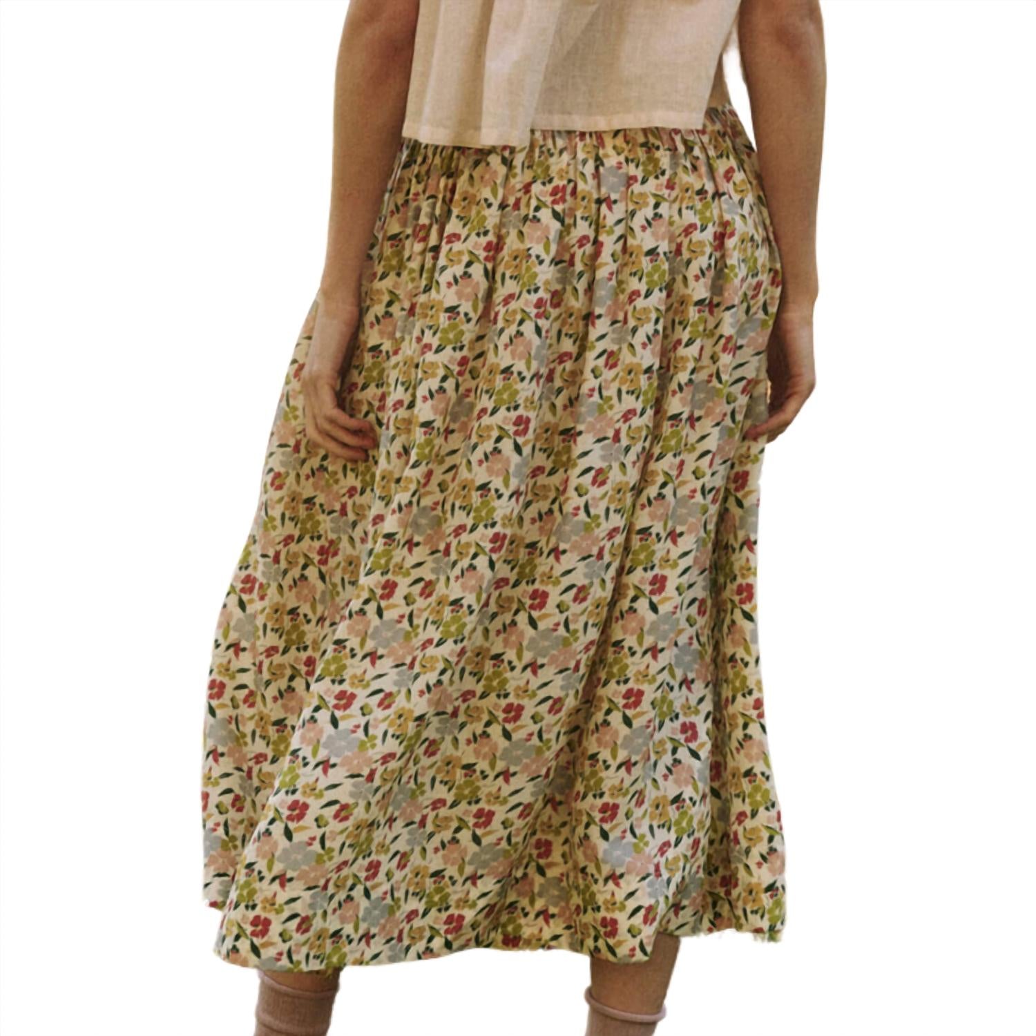 THE GREAT. Women's The Viola Skirt in floating petals floral - women's skirt - detail view