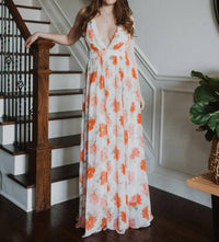 The Clothing Company - Front Pleats Detail Maxi Flower Dress