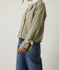 Sunday Edition Mary Cropped Trench Jacket in sage - women's jacket - view 8