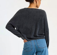 Brodie Cashmere Ida Hot Fix Star Sweat Top in black - women's sweater - alternate view