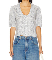 Nation LTD Pia Pintuck Blouse in porcelain floral vines - women's blouse - alternate view