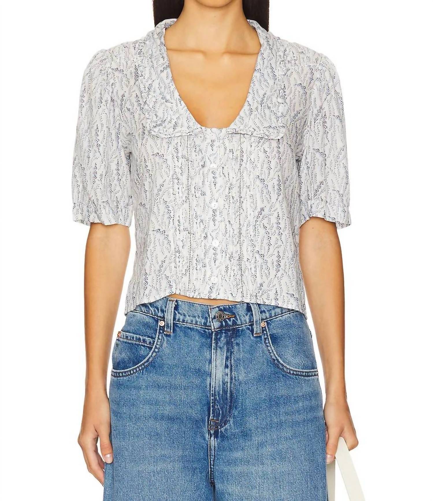 Nation LTD Pia Pintuck Blouse in porcelain floral vines - women's blouse - alternate view