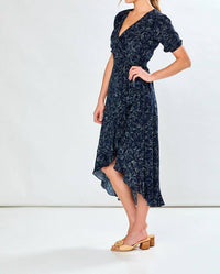 SARA CAMPBELL Eloise High-low Dress in navy paisley - women's dress - alternate view