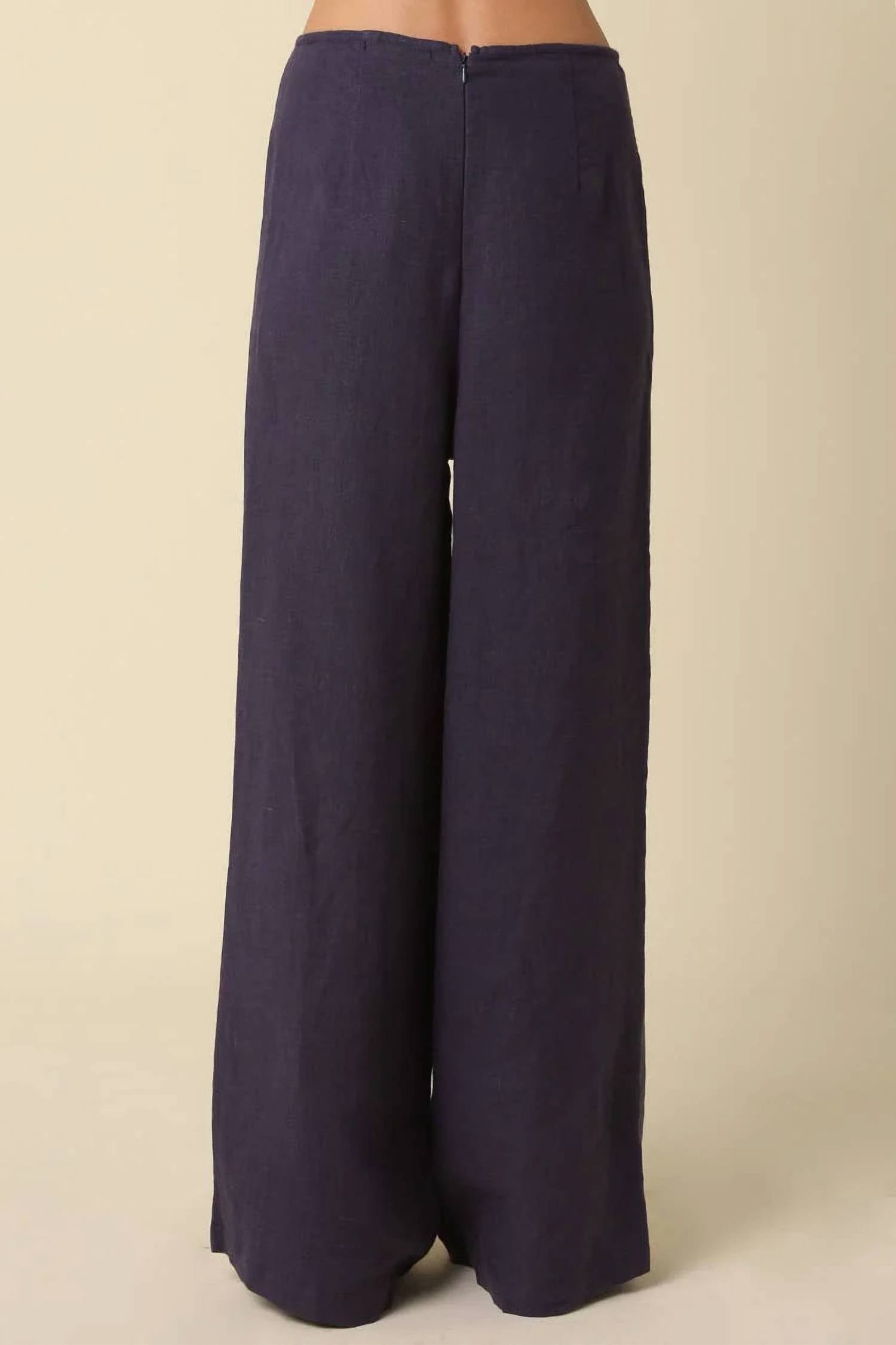 Olivaceous - Clean Wide Leg Linen Pants