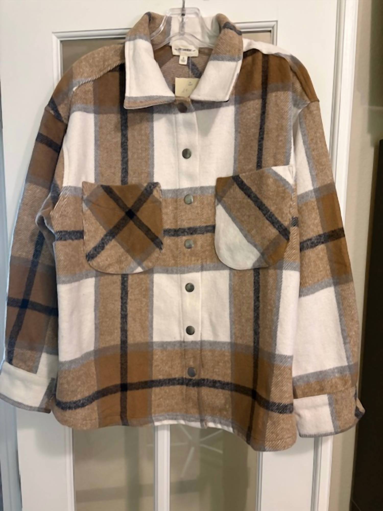 eesome Women's Check pattern jacket in brown plaid - women's jacket