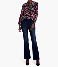 Nic + Zoe Nadalia Neon Doodle Live In Shirt in shirt in black olive pinks - women's blouse - alternate view