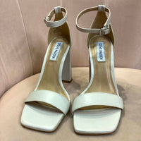 STEVE MADDEN Women's Tia Leather Block Heels in white - women's heels - alternate view
