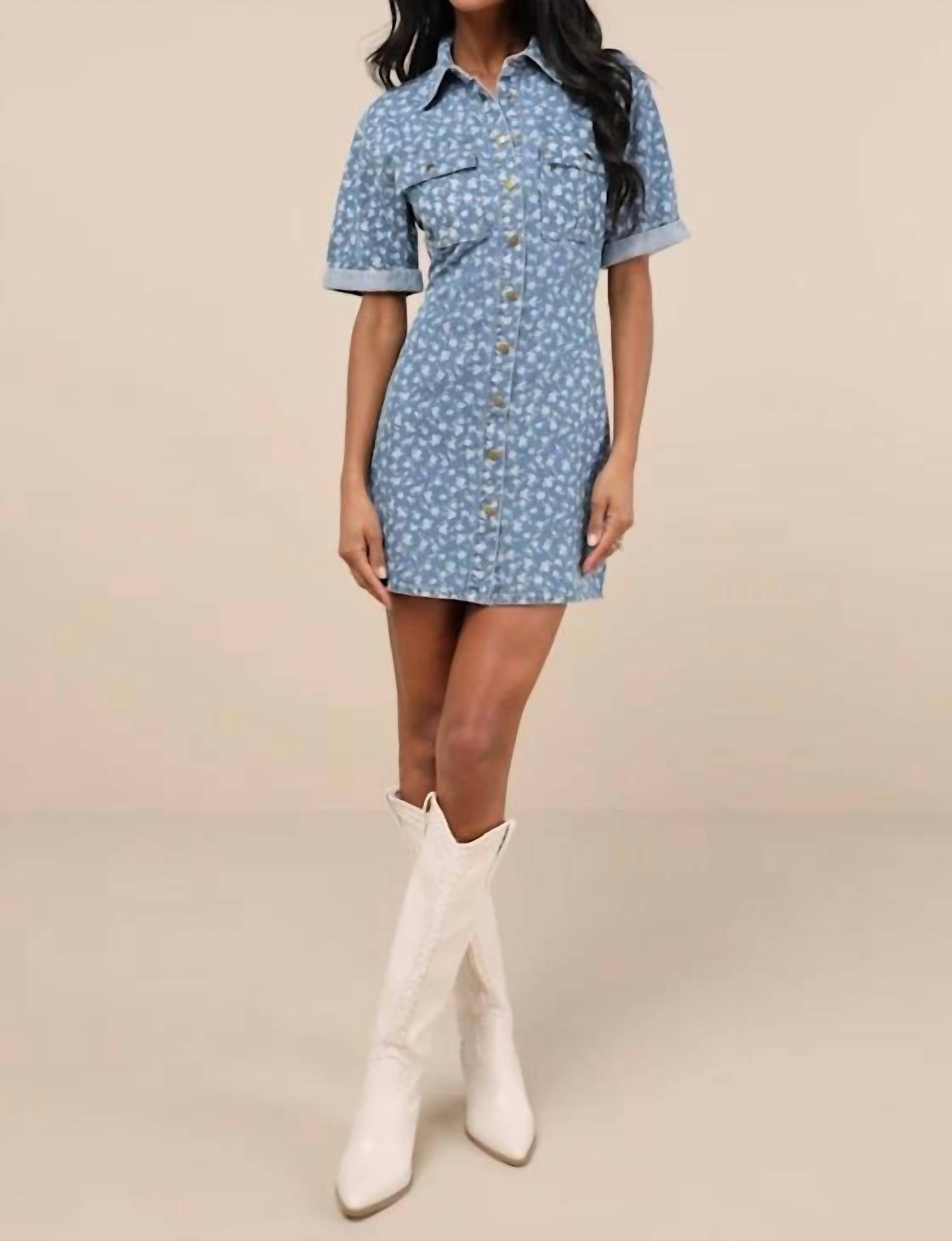 Lulus - Renske Denim Mini Dress