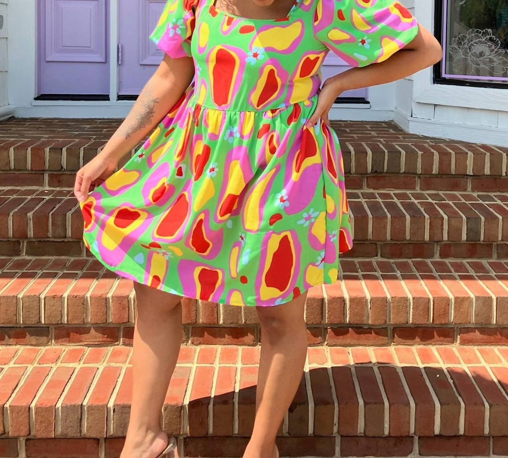 Bestto Dreams Mini Dress in lime green - women's dress - detail view