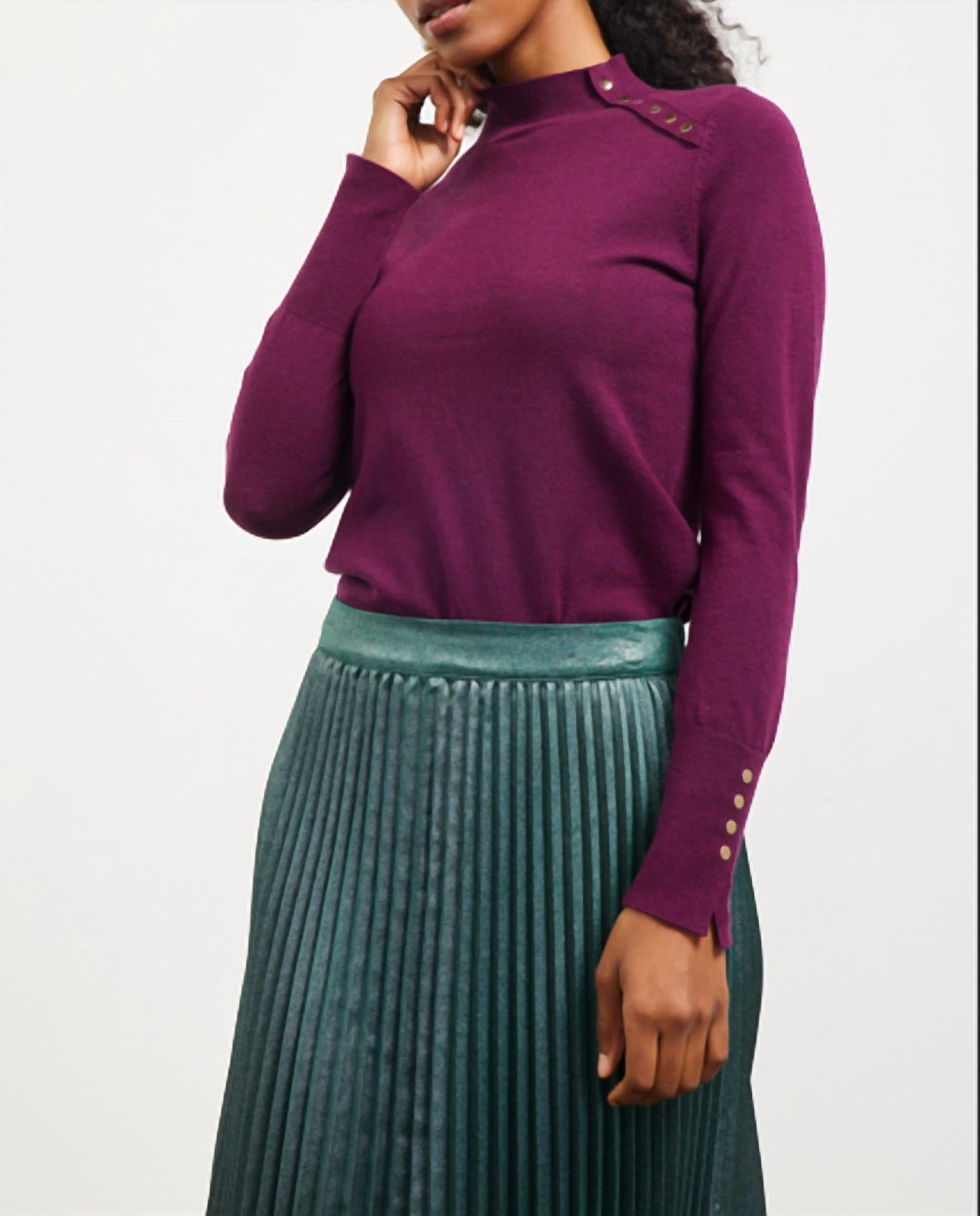 Skies Are Blue - Mock Neck Button Top