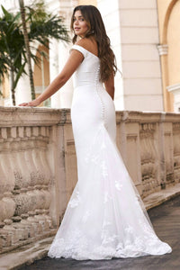 Sherri Hill - Lace Train Off The Shoulder Wedding Dress