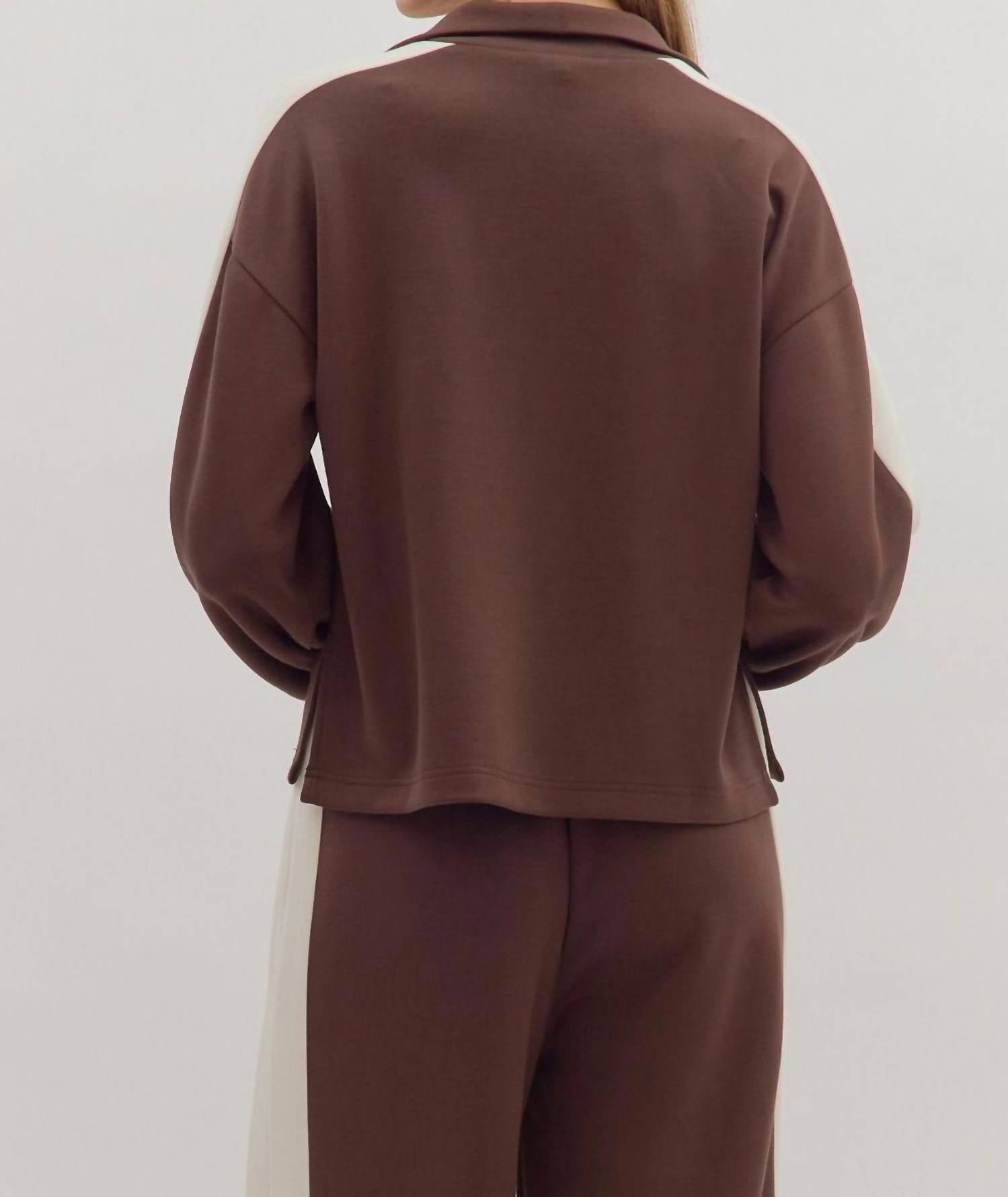 Entro - Contrast Collar Pant Set