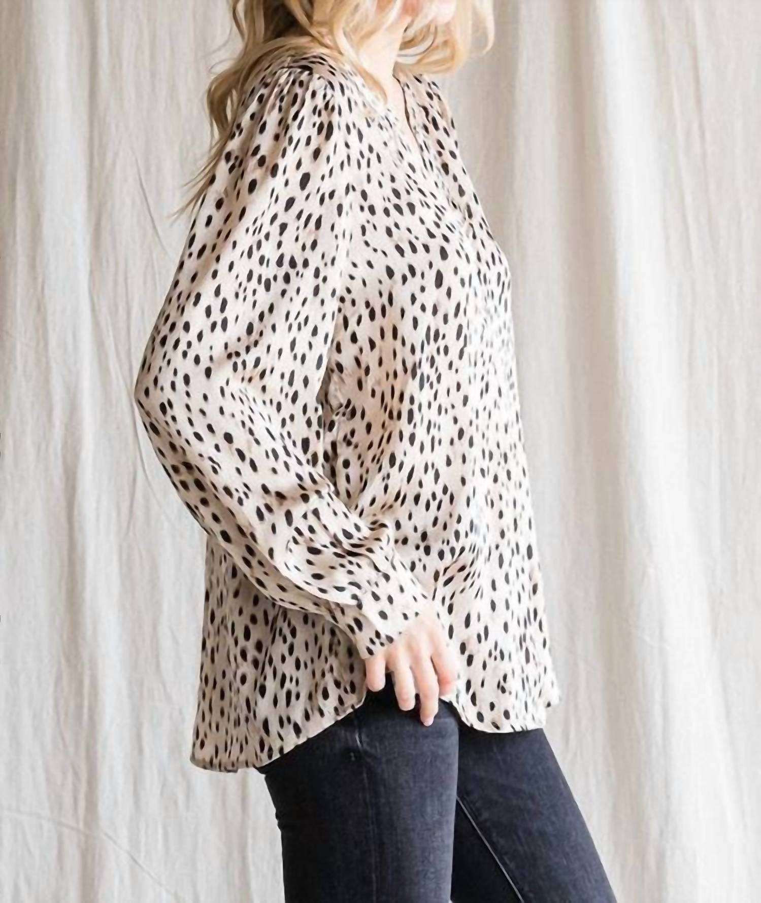 Jodifl - Dot Print Long Sleeves Top