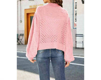 Miss Sparkling - Pompom Puff Sleeve Cardigan