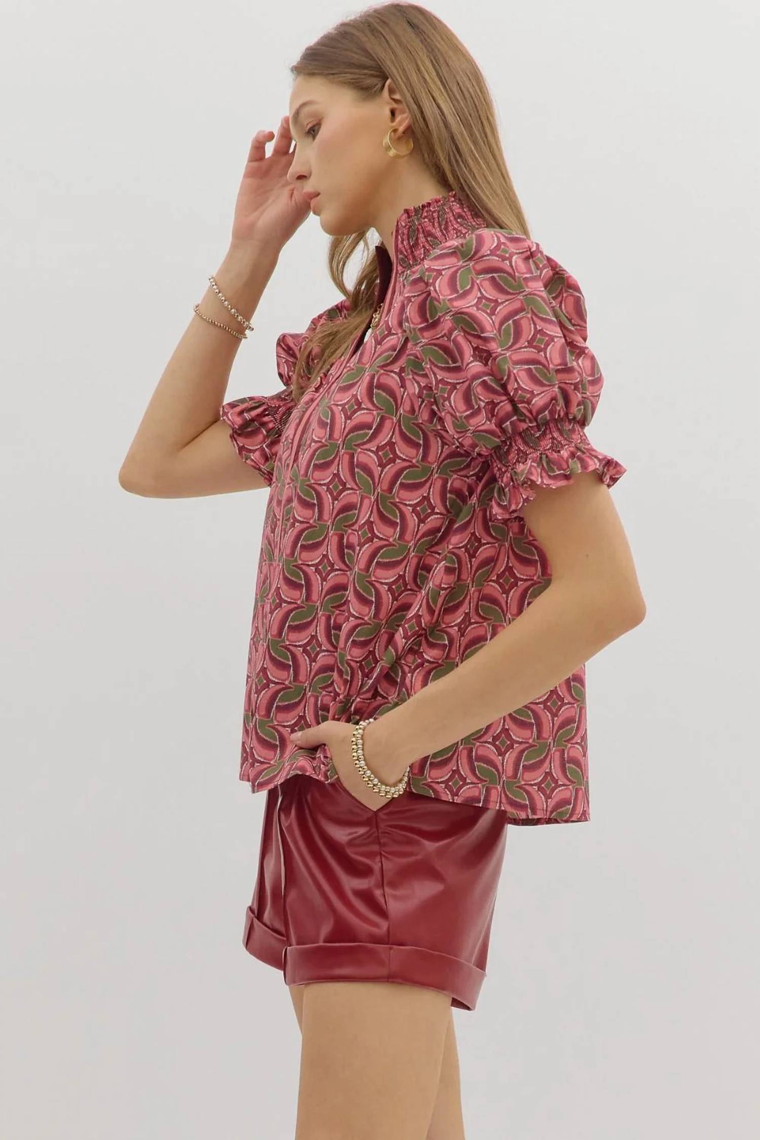 Entro - Abstract Whim Smocked Top