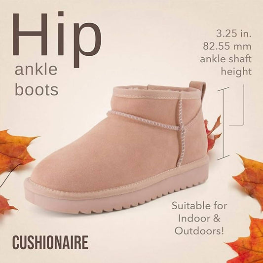Cushionaire - Women's Hip Two Genuine Suede Ankle Snow Boots