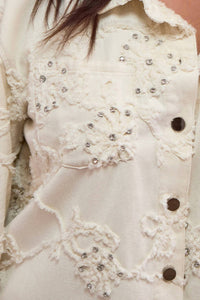 Tribal - Riven Rhinestone Applique Collared Shirt