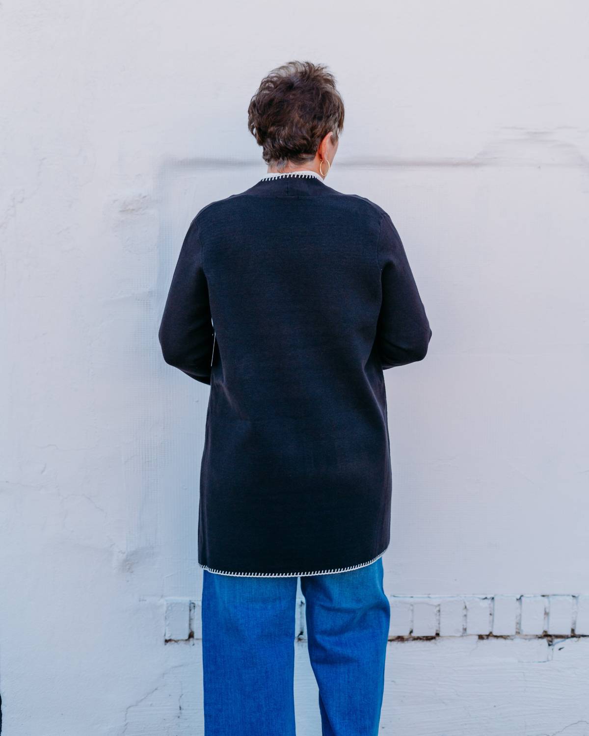 Multiples - 3/4 Sleeve Drop Shoulder Long Knit Cardigan