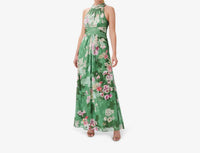 Adrianna Papell - Print Halter Chiffon Gown
