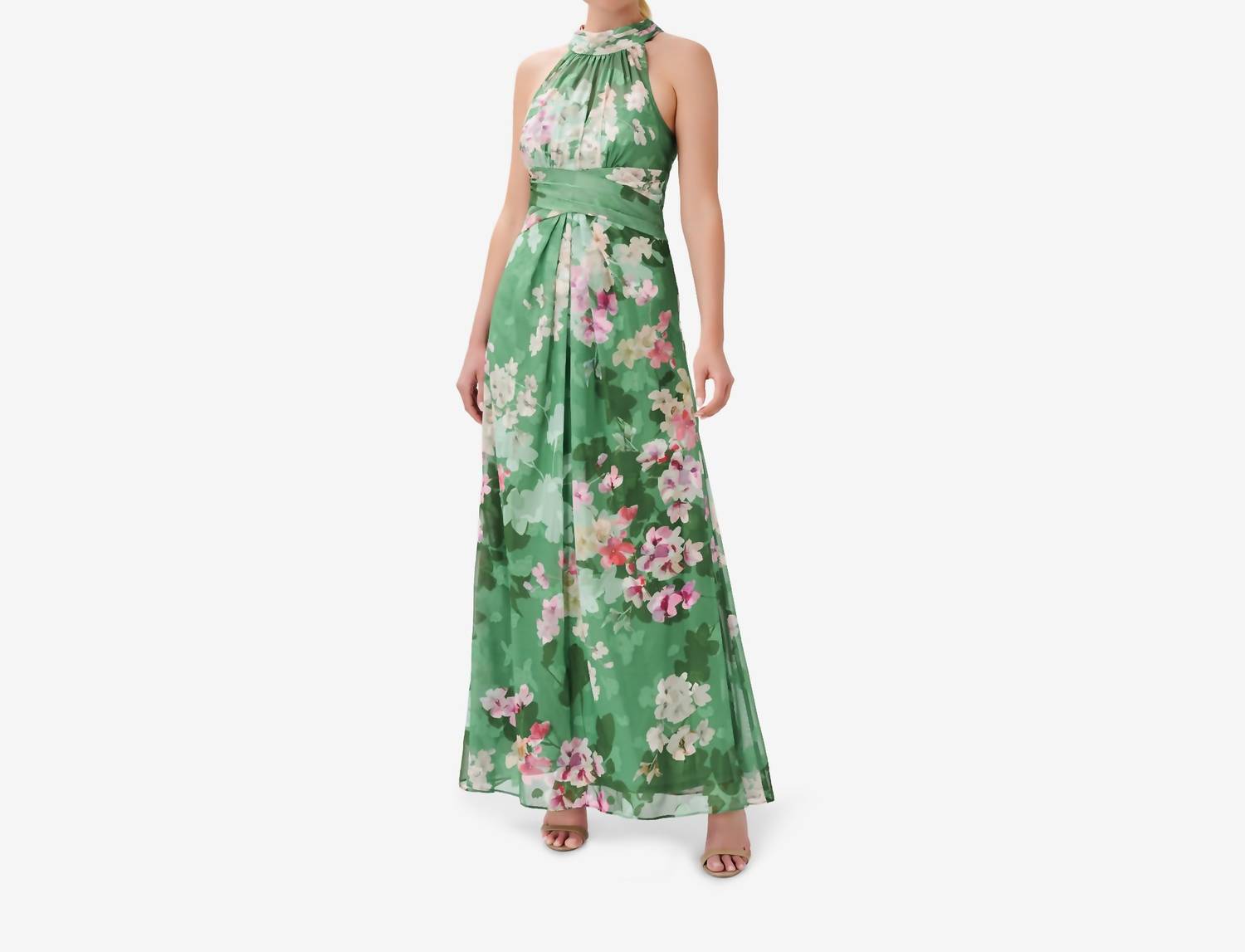 Adrianna Papell - Print Halter Chiffon Gown