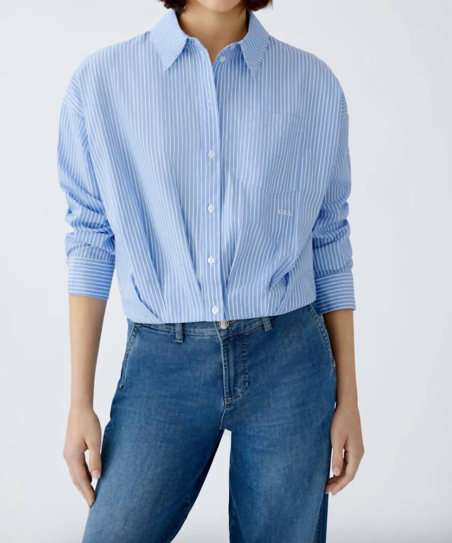 Oui - Striped Elasticated Hem Blouse