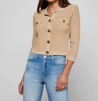 L'Agence - Collared Pointelle Knit Cardigan