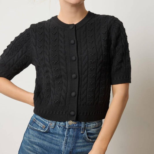 Lilla P - Short Sleeve Cardigan Sweater