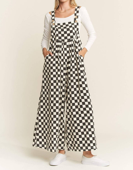 Jade By Jane - Checkered Wide Leg Overalls - Plus